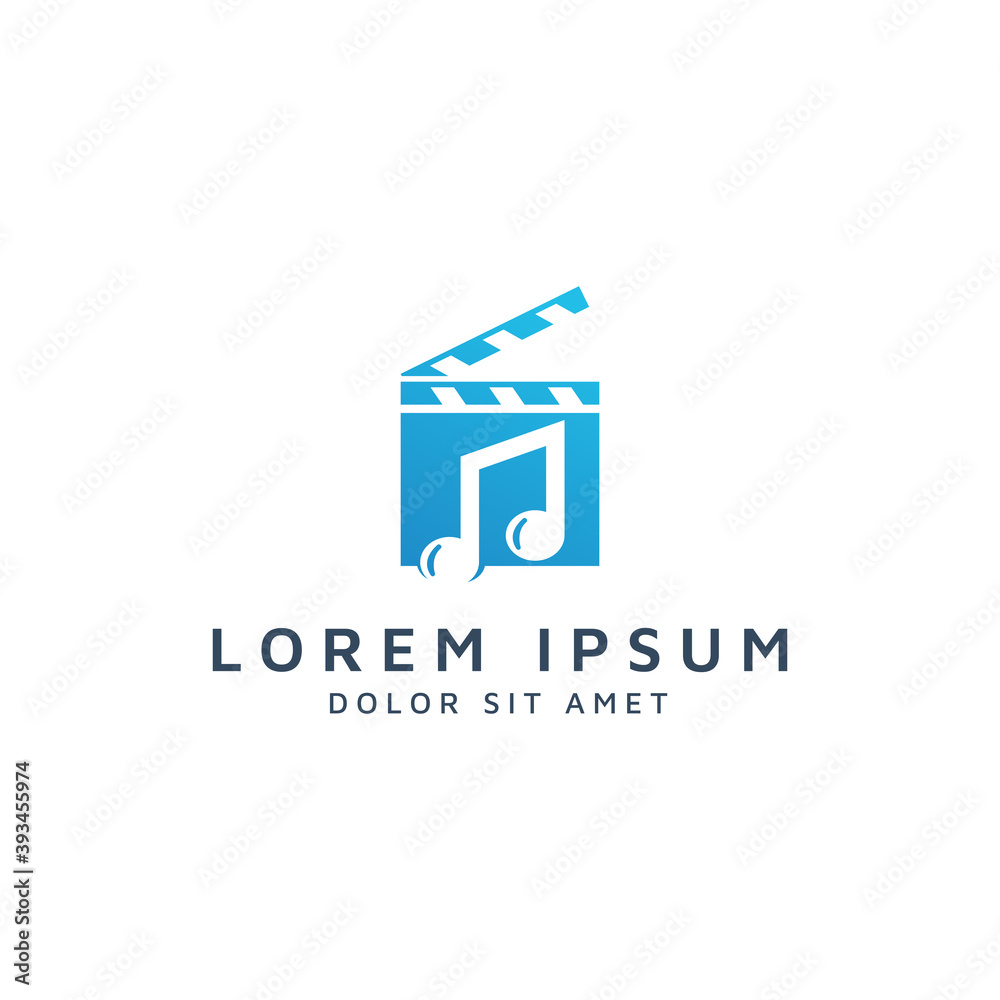 Obraz premium movie and music negative space logo design