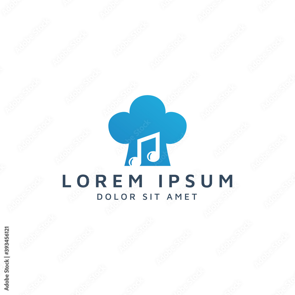 kitchen and music negative space logo design kitchen and music negative space logo design