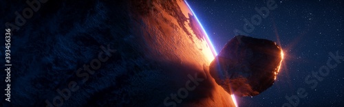 Fotografie End of the world. Gigantic meteor hitting the earth.