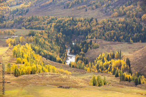 Hemu village during autumn in Xinjiang, China