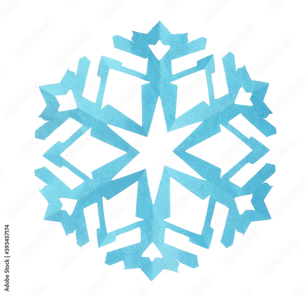 Beautiful light blue paper snowflake isolated on white Beautiful light blue paper snowflake isolated on white