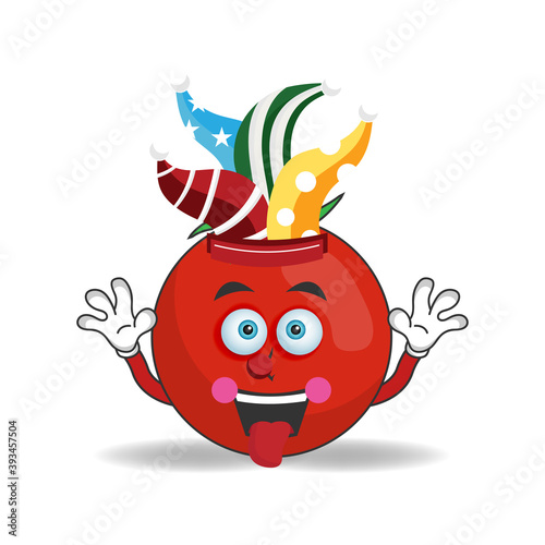 The Tomato mascot character becomes a clown. vector illustration