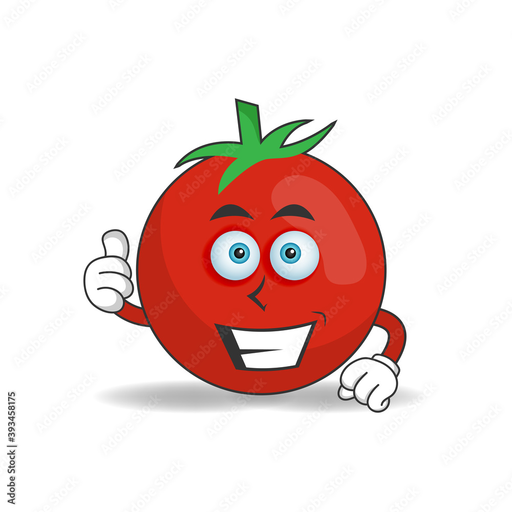 Obraz premium Tomato mascot character with smile expression. vector illustration
