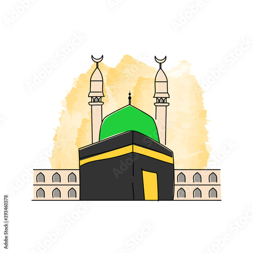Kaaba mecca and medina hand drawn illustration vector
