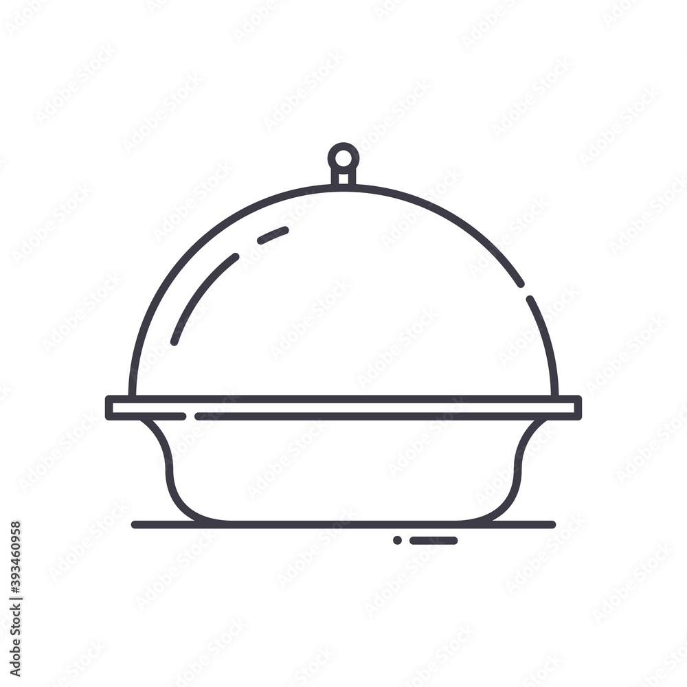 Restaurant cloche icon, linear isolated illustration, thin line vector, web design sign, outline concept symbol with editable stroke on white background. Restaurant cloche icon, linear isolated illustration, thin line vector, web design sign, outline concept symbol with editable stroke on white background.