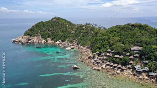 Aerial drone view of Ko Tao Island in the Gulf of Thailand photo