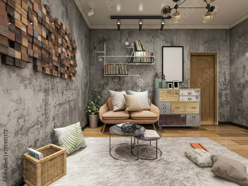 clean and tidy modern living room design, entrance with shoe cabinet, sofa, TV, table, leisure chair and other facilities