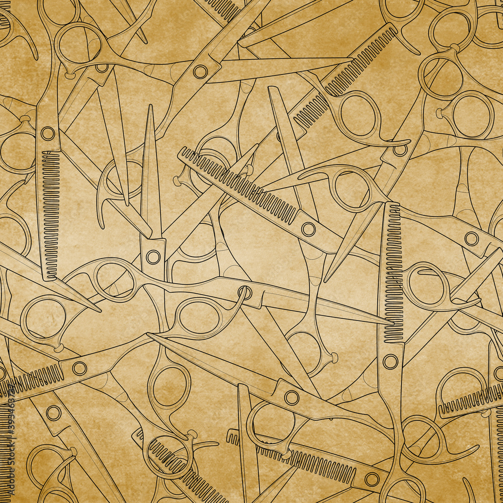 Obraz premium seamless barber tools pattern illustration