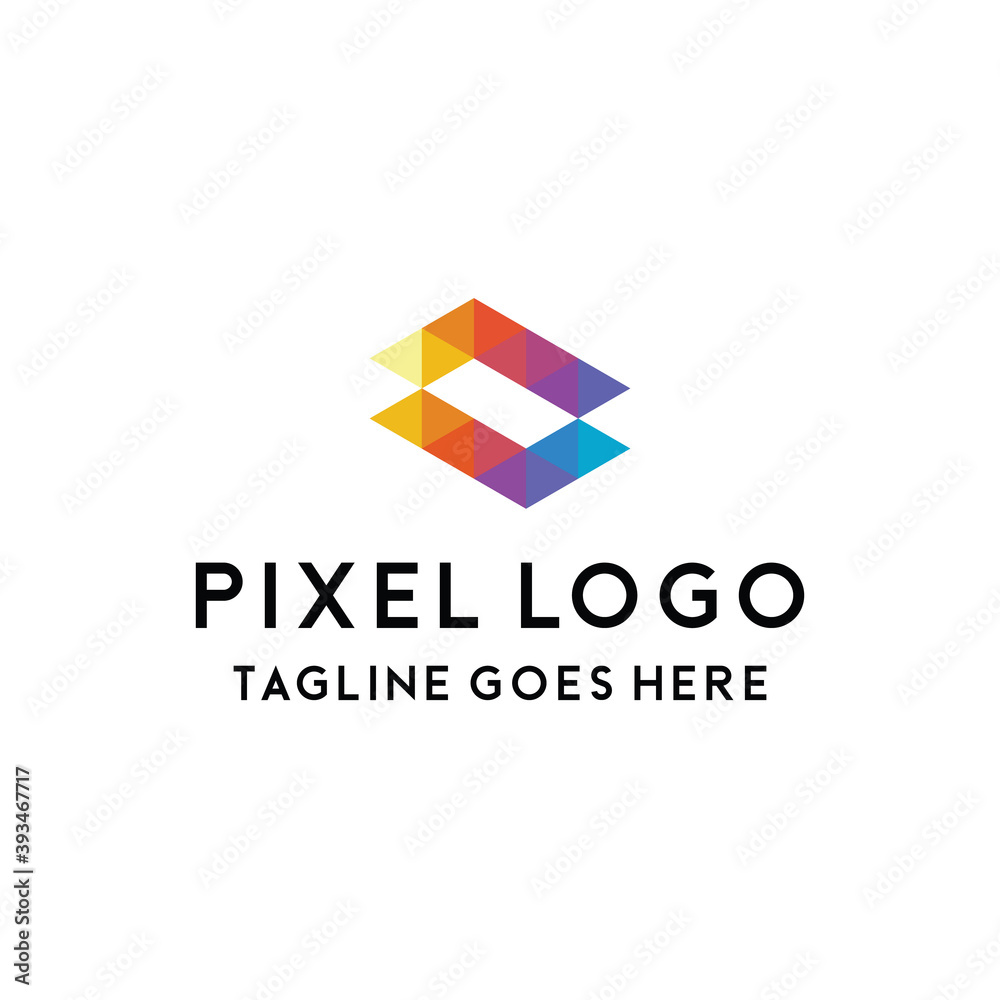 Creative Colorful Pixel Technology Logo design Vector