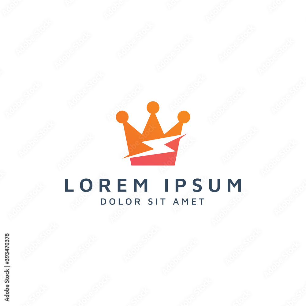 crown and lightning negative space logo design crown and lightning negative space logo design