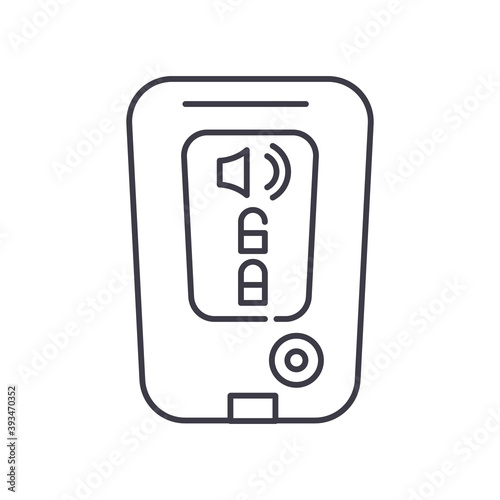 Remote keyless system icon, linear isolated illustration, thin line vector, web design sign, outline concept symbol with editable stroke on white background.