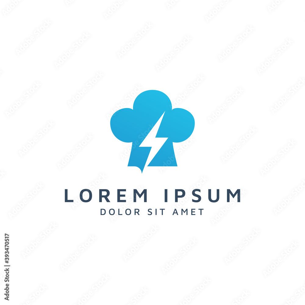 kitchen and lightning negative space logo design kitchen and lightning negative space logo design