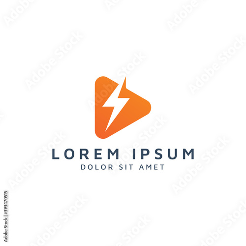 play media and lightning negative space logo design Free Download play media and lightning negative space logo design - GFXLoad