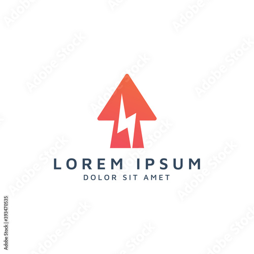 Free Download arrow and lightning negative space logo design - GFXLoad