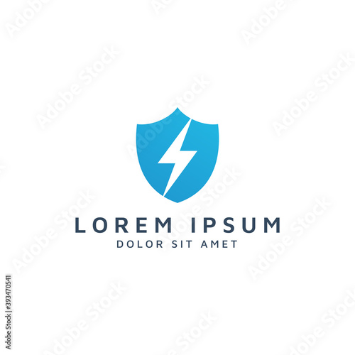 shield and lightning negative space logo design