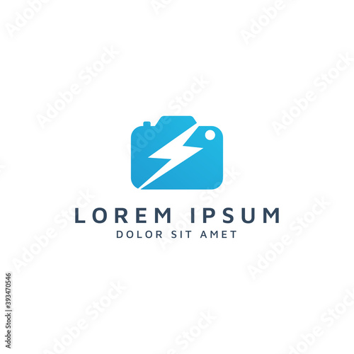 Free Download camera and lightning negative space logo design - GFXLoad
