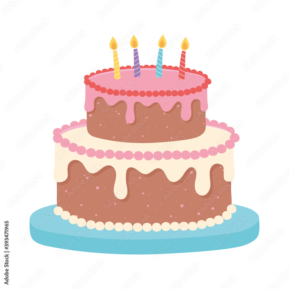 happy birthday sweet cake with candles celebration party cartoon happy birthday sweet cake with candles celebration party cartoon