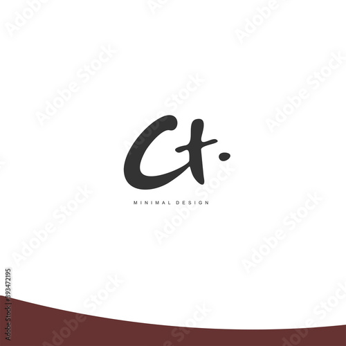 CT Initial handwriting or handwritten logo for identity. Logo with signature and hand drawn style.