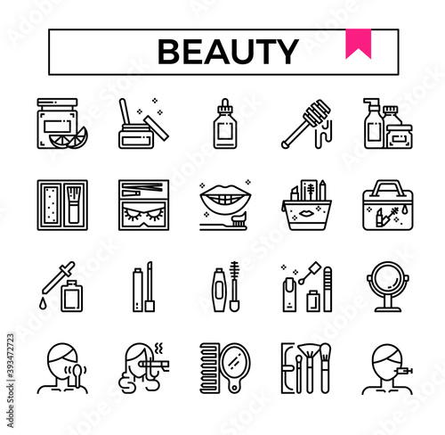 Beauty and cosmetics icon set.