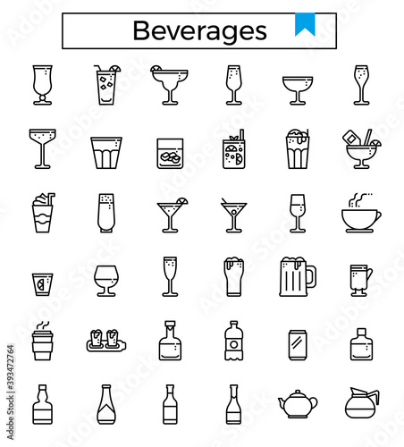 beverages and drinks icon set.