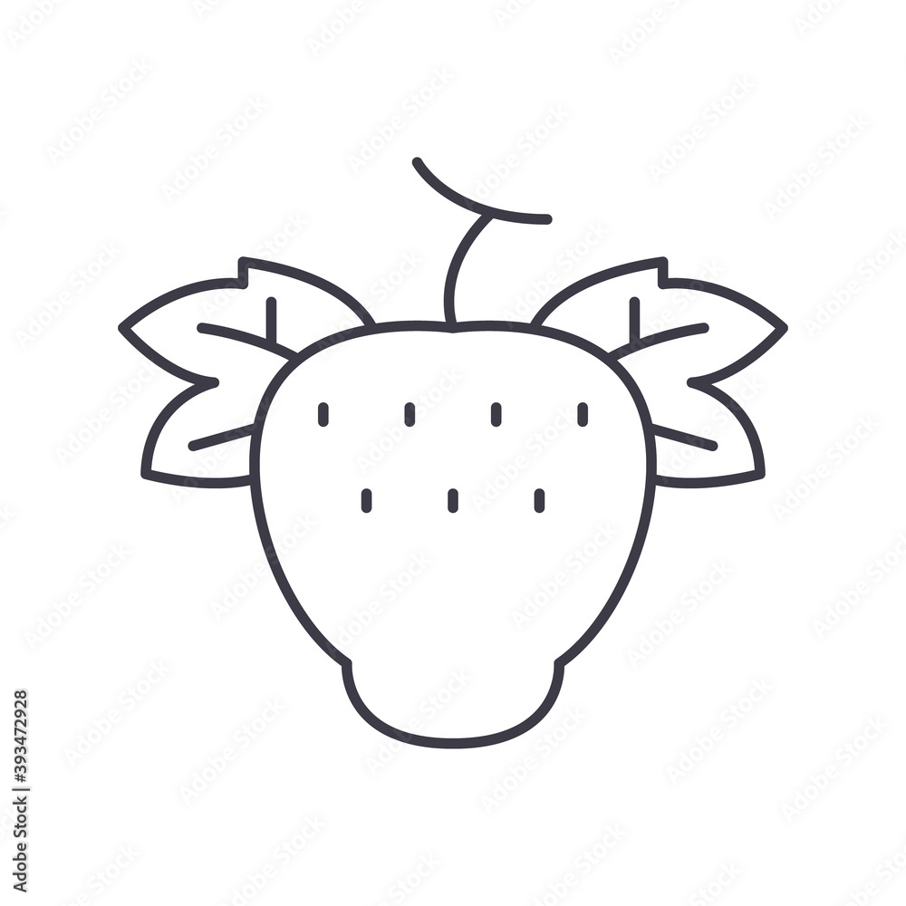 Obraz premium Strawberry icon, linear isolated illustration, thin line vector, web design sign, outline concept symbol with editable stroke on white background.