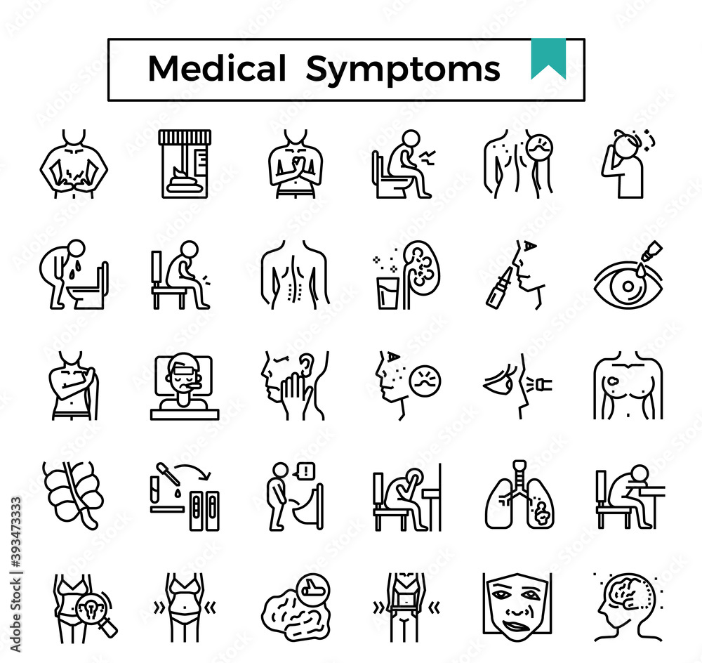 Medical symptom icon set. Medical symptom icon set.