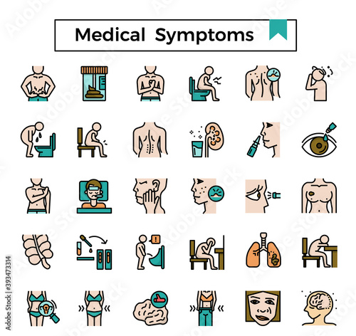 Medical symptom icon set.
