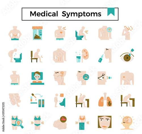 Medical symptom icon set.