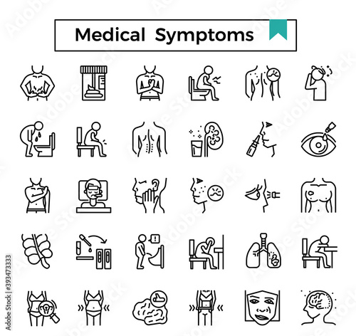 Medical symptom icon set.