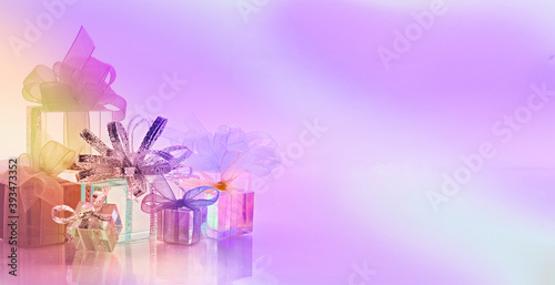 horizontal background gifts colors  bows ribbon holiday celebration purple