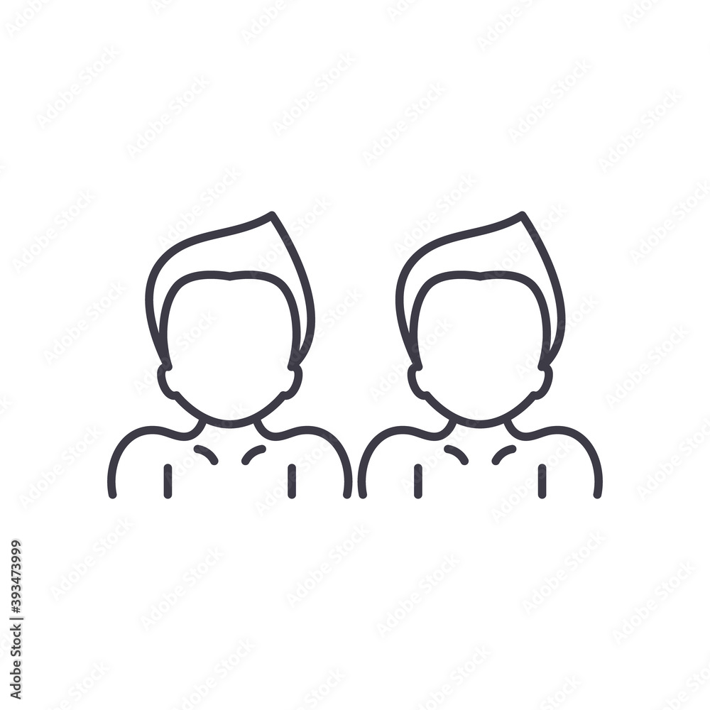 Twins icon, linear isolated illustration, thin line vector, web design sign, outline concept symbol with editable stroke on white background.