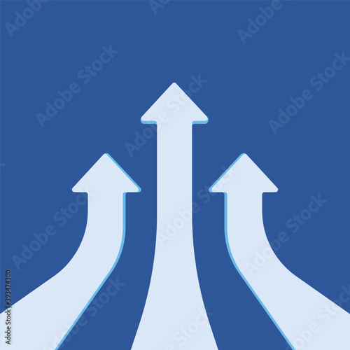 business arrow target direction concept to success. Finance growth vision stretching rising up. banner flat style vector illustration. Return on investment ROI. chart increase profit