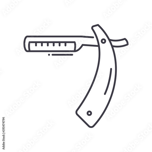 Straight razor concept icon, linear isolated illustration, thin line vector, web design sign, outline concept symbol with editable stroke on white background.