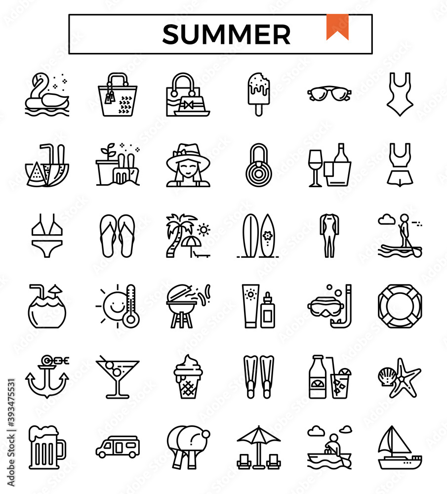 summer icon set.