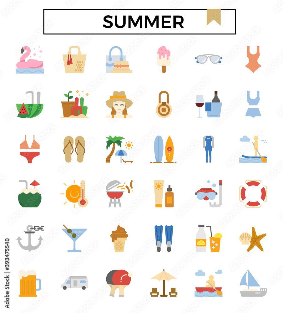 summer icon set. summer icon set.