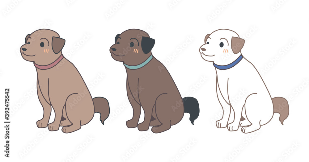 Fototapeta premium お座りした犬のイラスト・ベクター