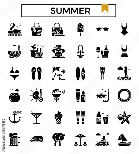 summer icon set.