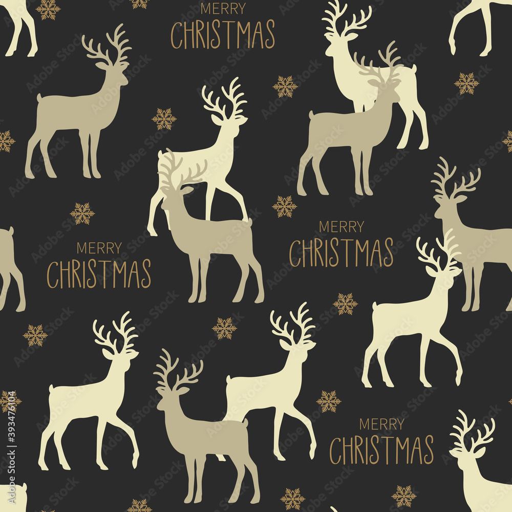 Obraz premium Christmas seamless pattern with reindeer background, Winter pattern with reindeer, wrapping paper, winter greetings, web page background, Christmas and New Year greeting cards