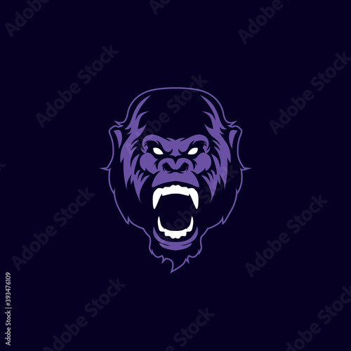 wild gorilla sports mascot with aggressive expression vector icon