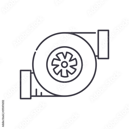 Turbocharger icon, linear isolated illustration, thin line vector, web design sign, outline concept symbol with editable stroke on white background.