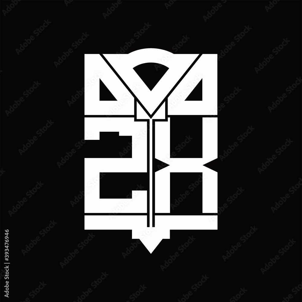 ZX Logo monogram with shield emblem shape design template Stock Vector ...