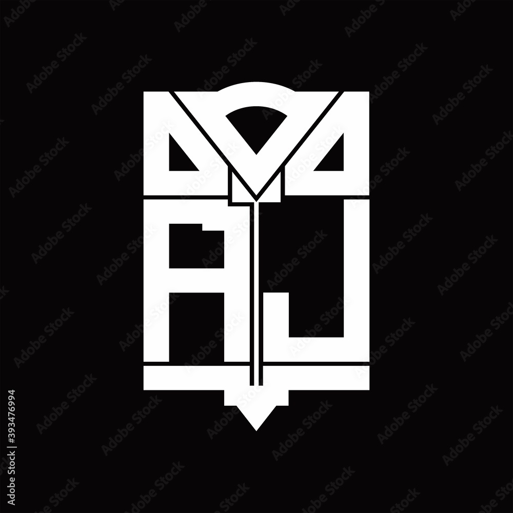 AJ Logo monogram with shield emblem shape design template AJ Logo monogram with shield emblem shape design template