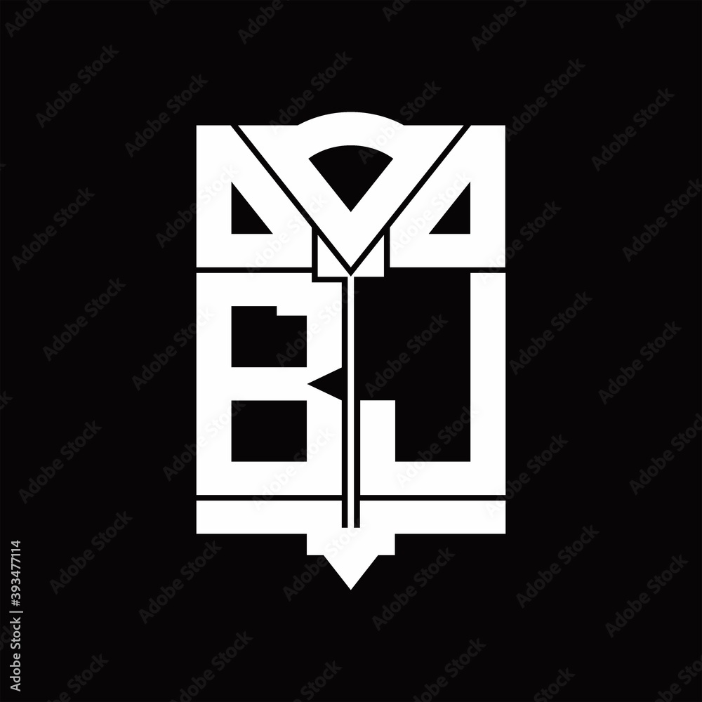 BJ Logo monogram with shield emblem shape design template BJ Logo monogram with shield emblem shape design template
