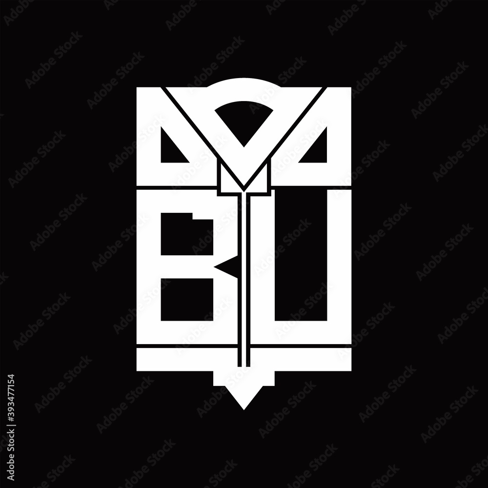 BU Logo monogram with shield emblem shape design template BU Logo monogram with shield emblem shape design template