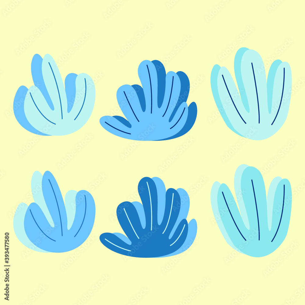 set of hand drawn flowers, blue flower vector