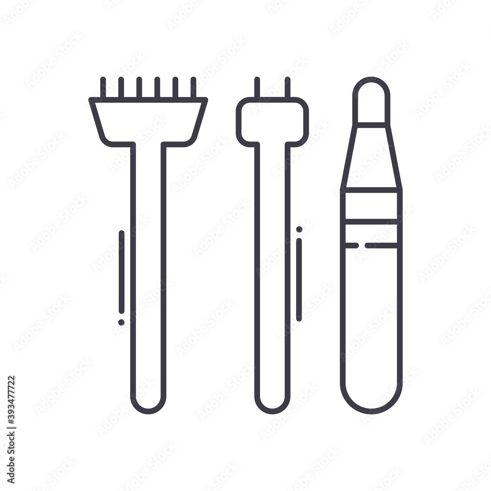 Steel tools for sewing icon, linear isolated illustration, thin line vector, web design sign, outline concept symbol with editable stroke on white background. Steel tools for sewing icon, linear isolated illustration, thin line vector, web design sign, outline concept symbol with editable stroke on white background.