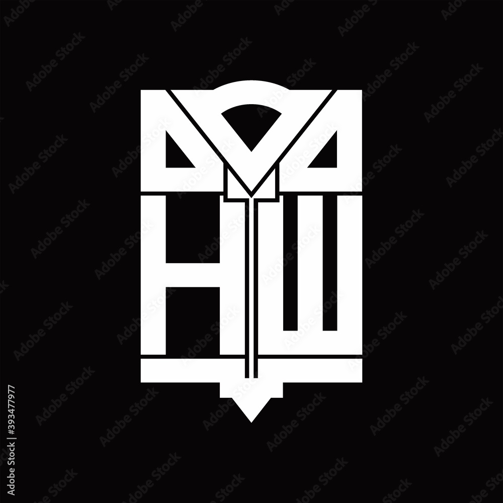 HW Logo monogram with shield emblem shape design template HW Logo monogram with shield emblem shape design template