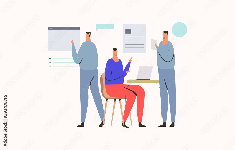 Young male multitasking skill concept. Freelance worker busy with tasks. Bussinesman doing many tasks at the same time. Flat vector illustration Young male multitasking skill concept. Freelance worker busy with tasks. Bussinesman doing many tasks at the same time. Flat vector illustration