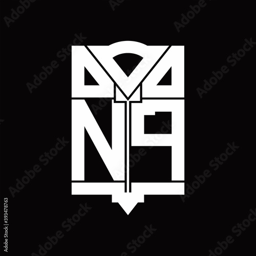 NP Logo monogram with shield emblem shape design template