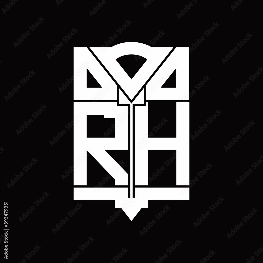 RH Logo monogram with shield emblem shape design template RH Logo monogram with shield emblem shape design template